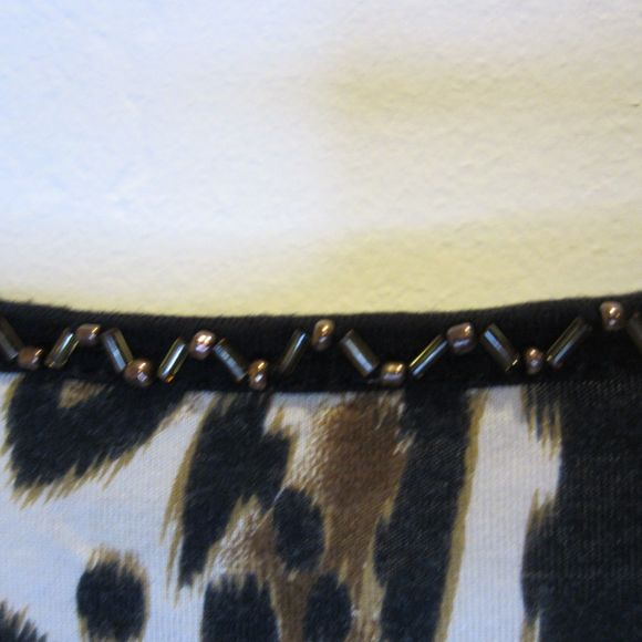 Studio X womens hand made beaded leopard animal print top-Sz M - Picture 5 of 7